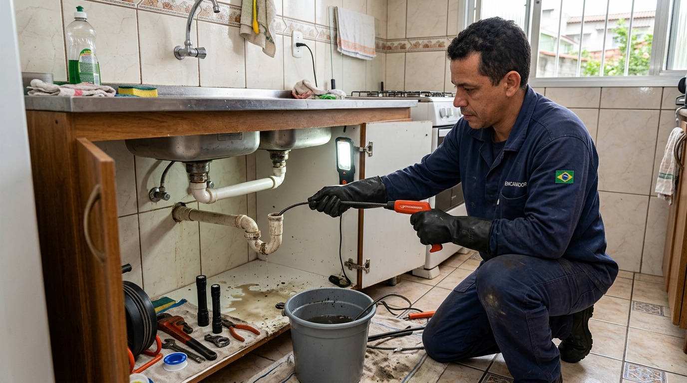 Equipe de desentupimento de canos em Belém‑PA