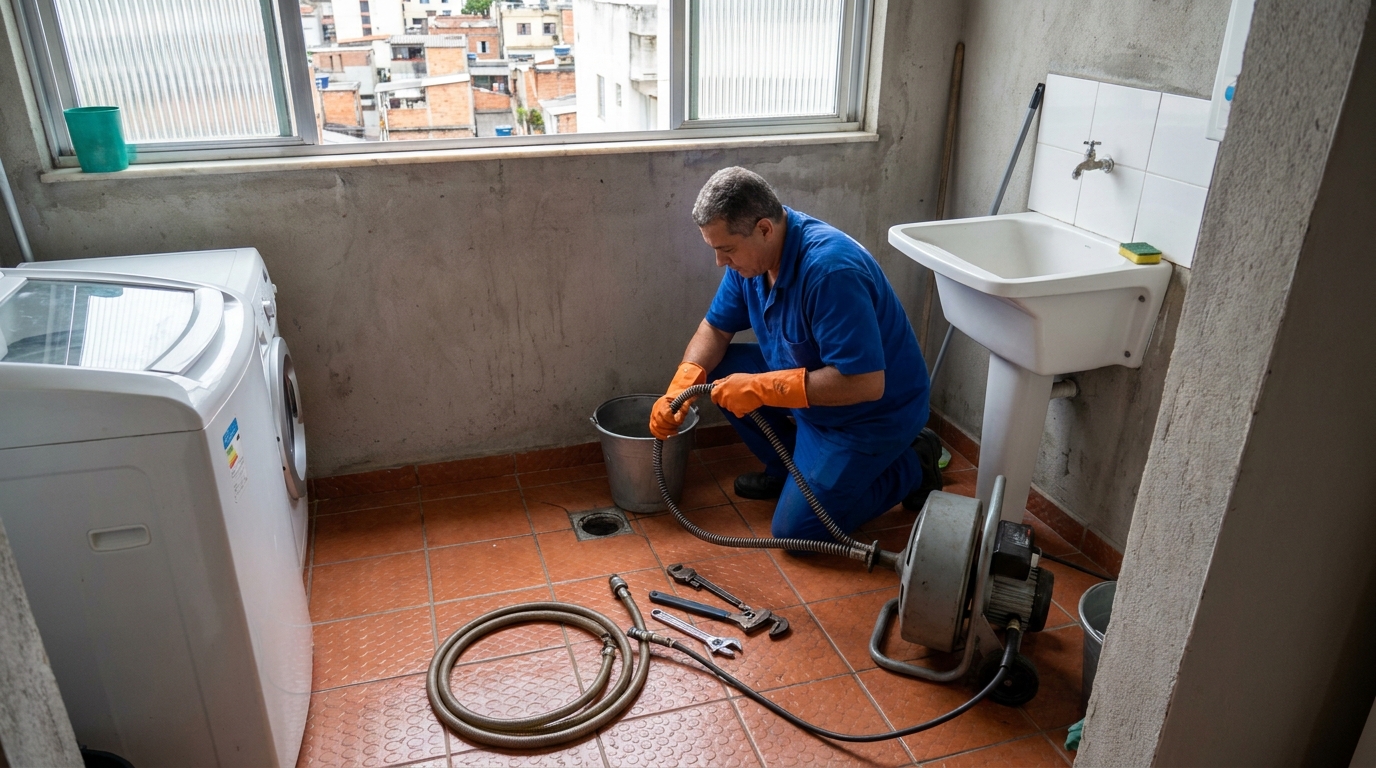 Desentupimento de ralo com equipamento em Ipatinga‑MG