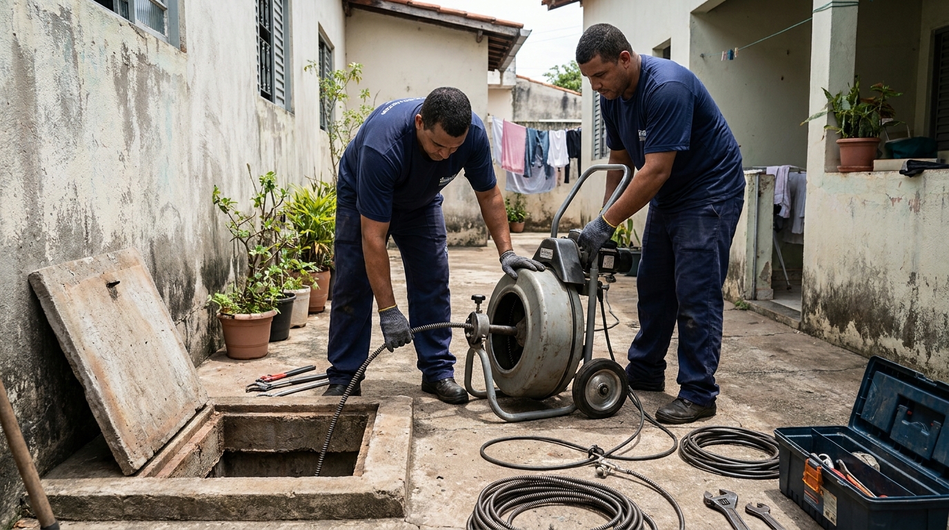 Desentupimento de rede de esgoto em Ipatinga‑MG